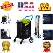 Large Folding Utility Shopping Cart with Removable Liner Heavy Duty, 360 S...