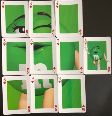 Cartoon Swap Playing Cards SET Lot: M&M Chocolate Advert Miss Green Put Together