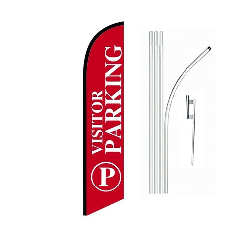 Visitor Parking Red Swooper Flutter Feather Flag | 3ft W x 11.5ft Tall - Picture 2 of 3