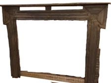 Antique Wood Fireplace Crosseted Mantle Original Black Paint Salvage Reclaimed