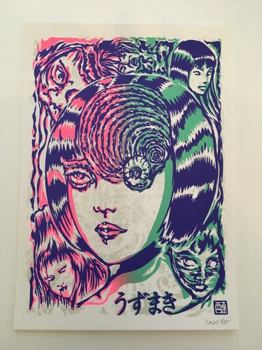 Junji Ito - Uzumaki Tomie - Holographic Horror Manga - Hand Made Screen Print - Picture 16 of 17