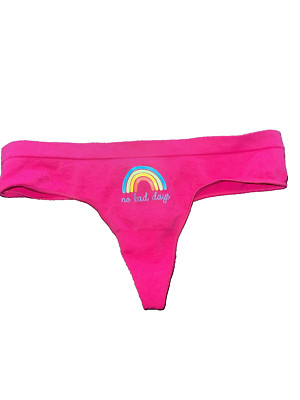 NWT Thong Panty Pink Rainbow No Bad Days Panty Sissy XS No Boundaries Fairy Boho