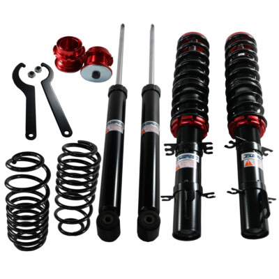 Red Adjustable STREET Coilovers For VW Golf MK4 2WD only A4 1998-05 Coil Springs