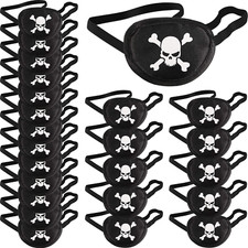 24Pcs Black Pirate Eye Patch One Eye Skull Mask for Adults Halloween Party Favor
