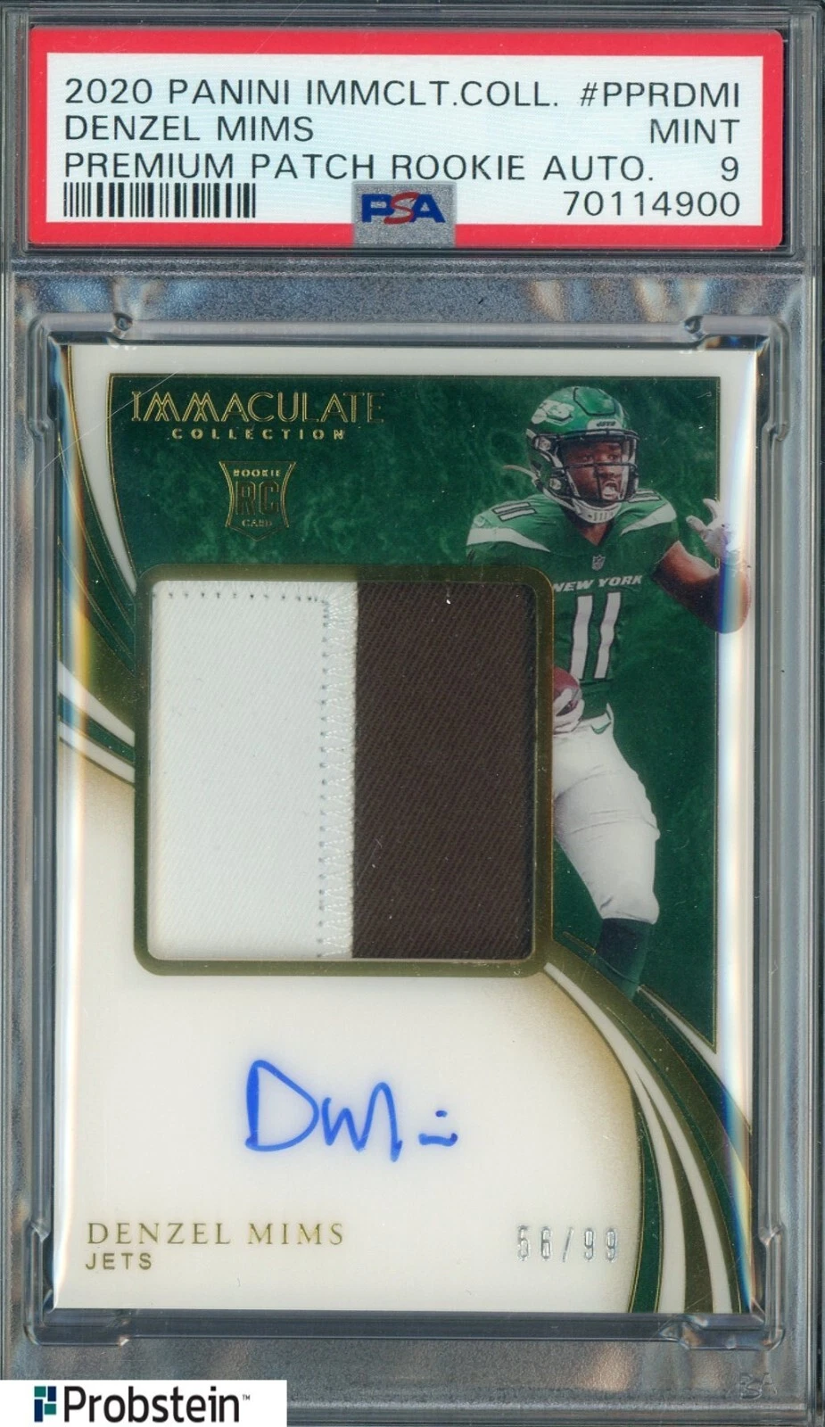 Denzel Mims Panini Immaculate Collection Premium Patch Rookie Autographs #PPRDMI Base