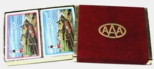 Vintage Redislip brand 2 deck playing card set AAA logo in red velvet slidebox