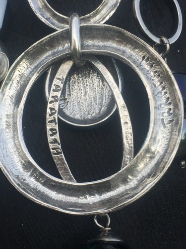 Taratata - Collier argent & bleu - Necklace signed. Silver tone & blue- Design. - Foto 7 di 9