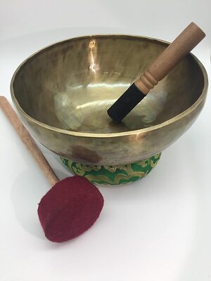 10'' Om Mane Padme Hum Mantra Carved Singing Bowl for Meditation Healing & Mus...