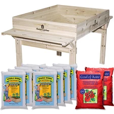 Gardner Wooden Garden Bed with WIGGLE WORM Raised Bed Soil Fertilizer, 360 Lbs