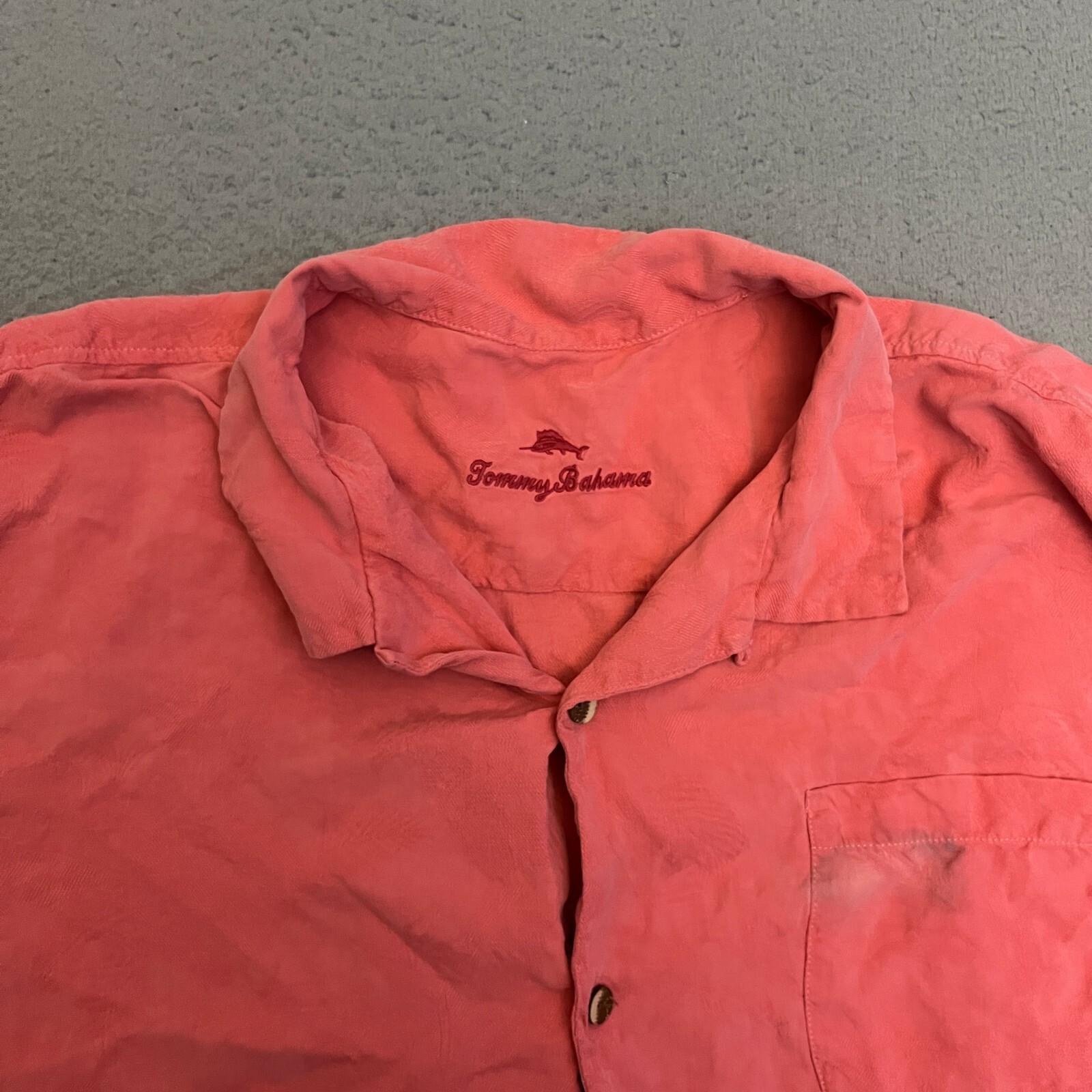 Camicia Tommy Bahama uomo seta Salomon rosa manica corta con bottoni *LEGGI