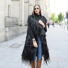 Goat Hair Vest Women / Sleeveless Jacket For Winter - Black