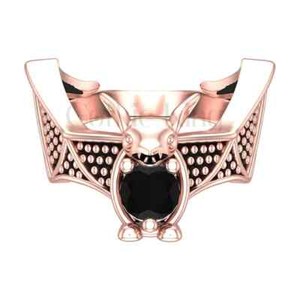 Authentic 1.20Ct Round Cut Black Diamond Lab Created Bat Men Ring 14k Rose Gold Plated