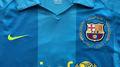 BARCELONA 2007 2008 AWAY SHIRT JERSEY NIKE 237743-414 sz S MEN #19