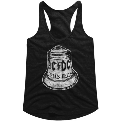 AC/DC Ladies Racerback Tanktop Distressed Hell Bells Black Tank
