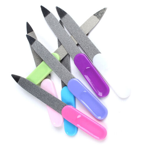 2Pcs Dual sided stainless steel metal nail art file manicure pedicure tool kNWl2