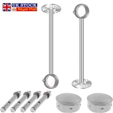 2pc Wardrobe Rail Hanger Rod Socket Fitting Standard Support Tube Centre Bracket