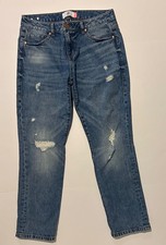 Women's CABI Malibu Cropped Straight Leg Jeans Distressed Size 4 Style 6283
