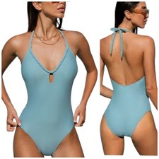 NEW Cupshe Size XS Emerge Braided Keyhole Halter One Piece Swimsuit Bathing Suit