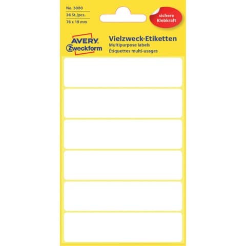 Avery Zweckform Vielzweck-Etiketten, 76 X 19 Mm, Weiß, KP 3 Bis 60 Stk Spare 65%-image