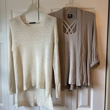 Women’s Size M Neutral Color Clothes Tank Shirt, Jacket Cardigan, Sweater Layers