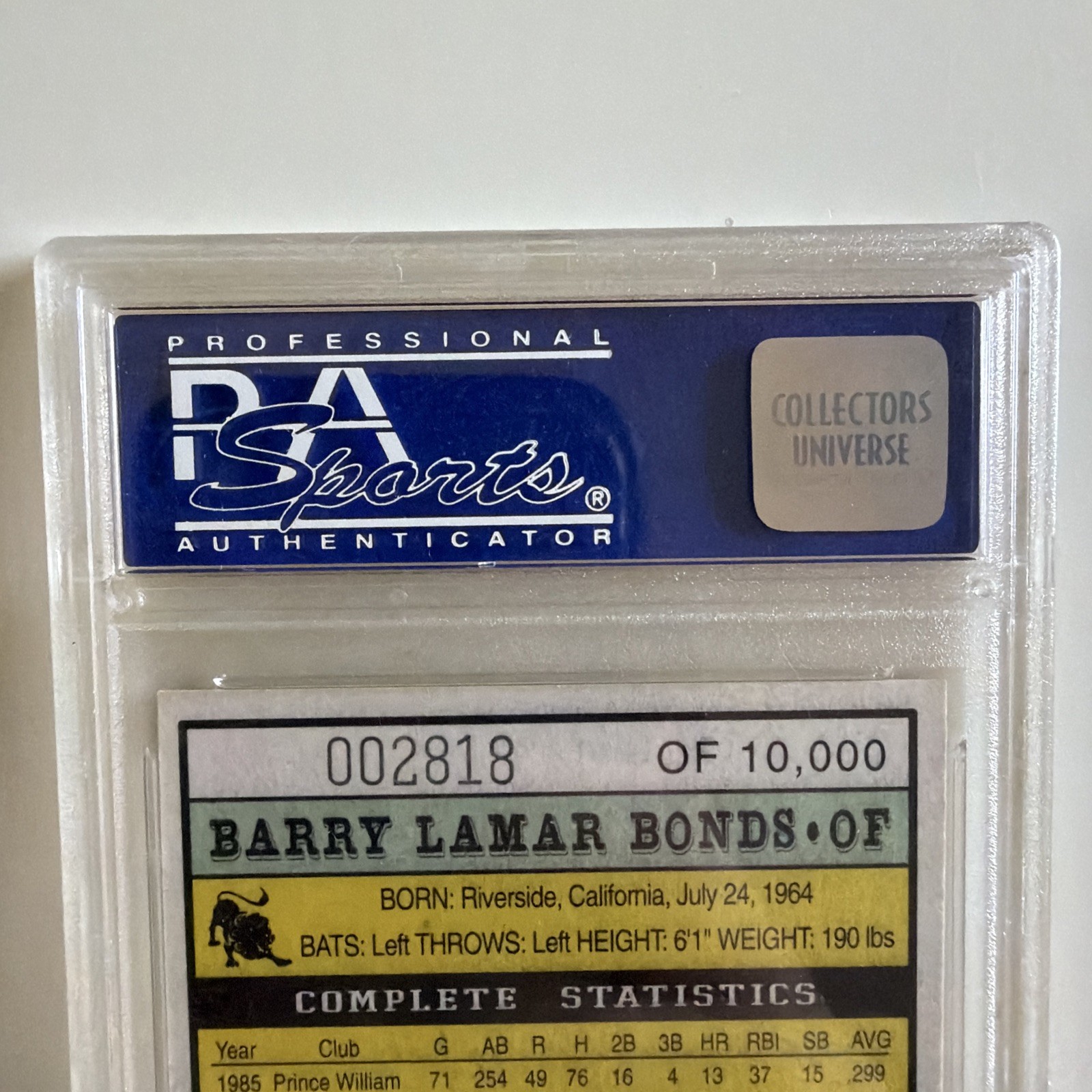 Barry Bonds, 1993 Bleachers 23Kt Gold Prince William Pirates...PSA GEM MT 10 view 5