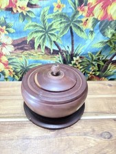 Vintage Handcrafted Wood Turned Lidded Bowl
