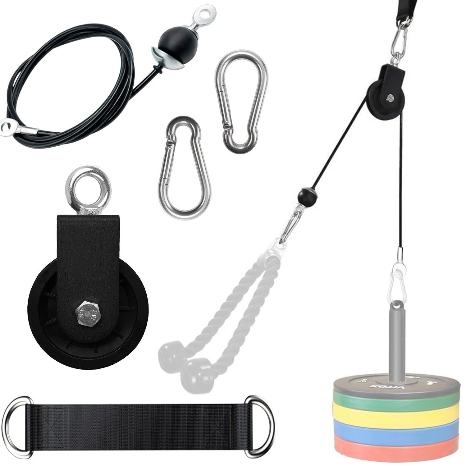 Weight Cable Pulley System for Home Gym, LAT Pulldown and Lift Training Pulle...