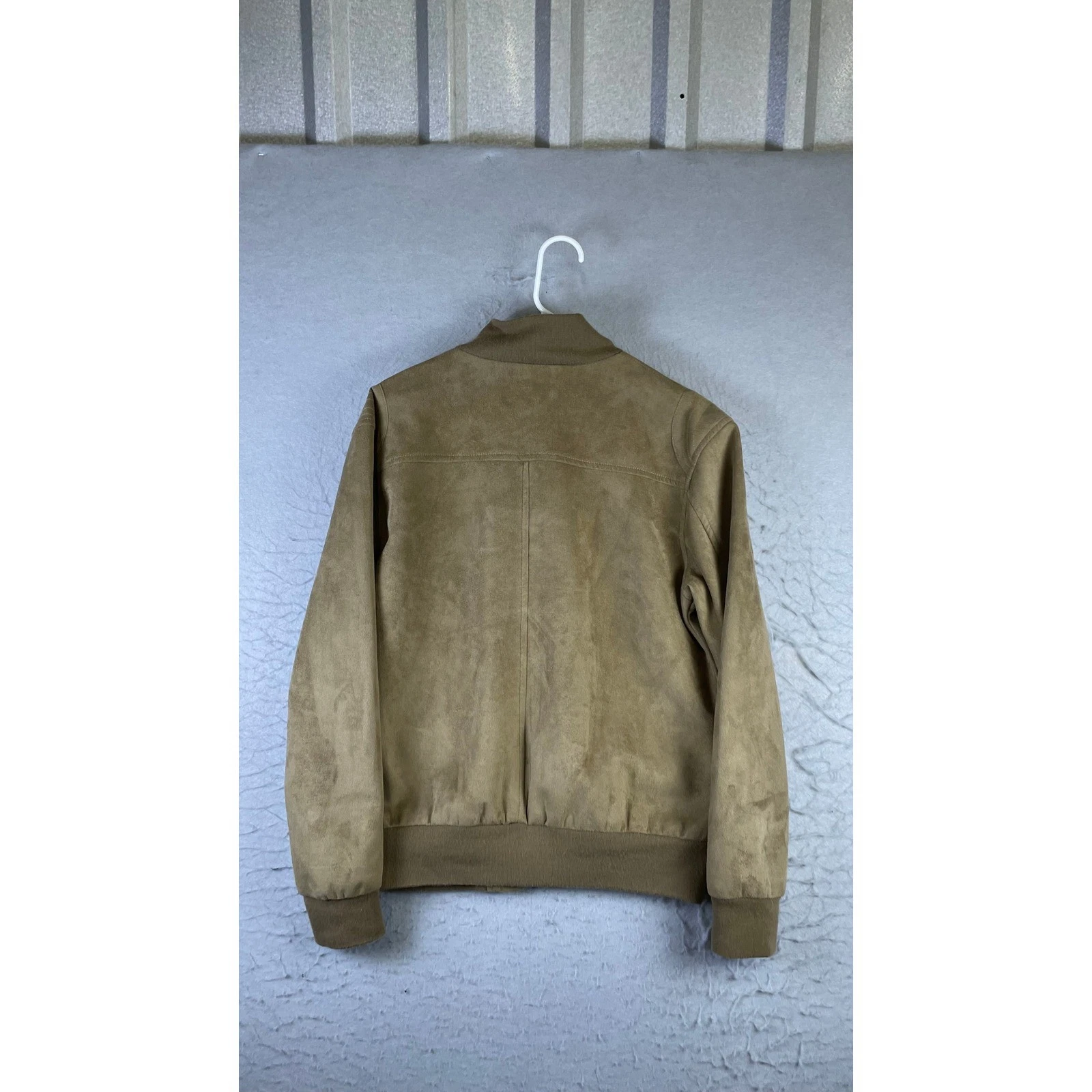 AC Dimilano Bomber Jacket Mens Small Tan Excellent Faux Suede Full Zip Ribbed - product detail image 3