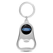 Ford Black Logo Chrome Bottle Opener Metal Key Chain