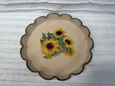 Home & Garden Party Sunflower Ruffled edge serving plate Bowl Pie Stoneware 2003