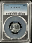 1943  1C  Lincoln Wheat One Cent  PCGS MS65  58321977
