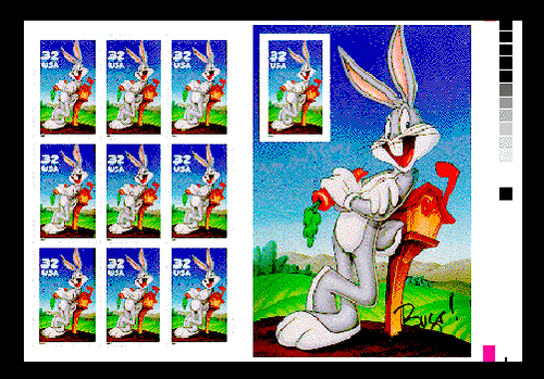 SCOTT #3137 - BUGS BUNNY PRESS PANNELLO FOGLIO - DESTRO, GIÙ
