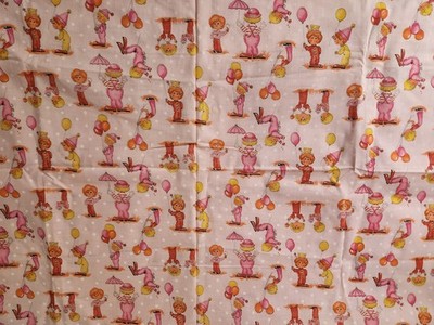 Vintage 1970s Pink Polka Dot Party Balloons Unused Fabric Cotton Blend 1.5 yds