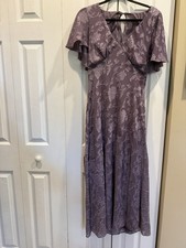ASTR the Label Floral Flutter Sleeve Cutout Midi Dress in Plum, Size L