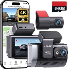 4K Dash Cam Front and Rear with GPS, Upgraded 5.8G WiFi,Dual Dash Camera for Car