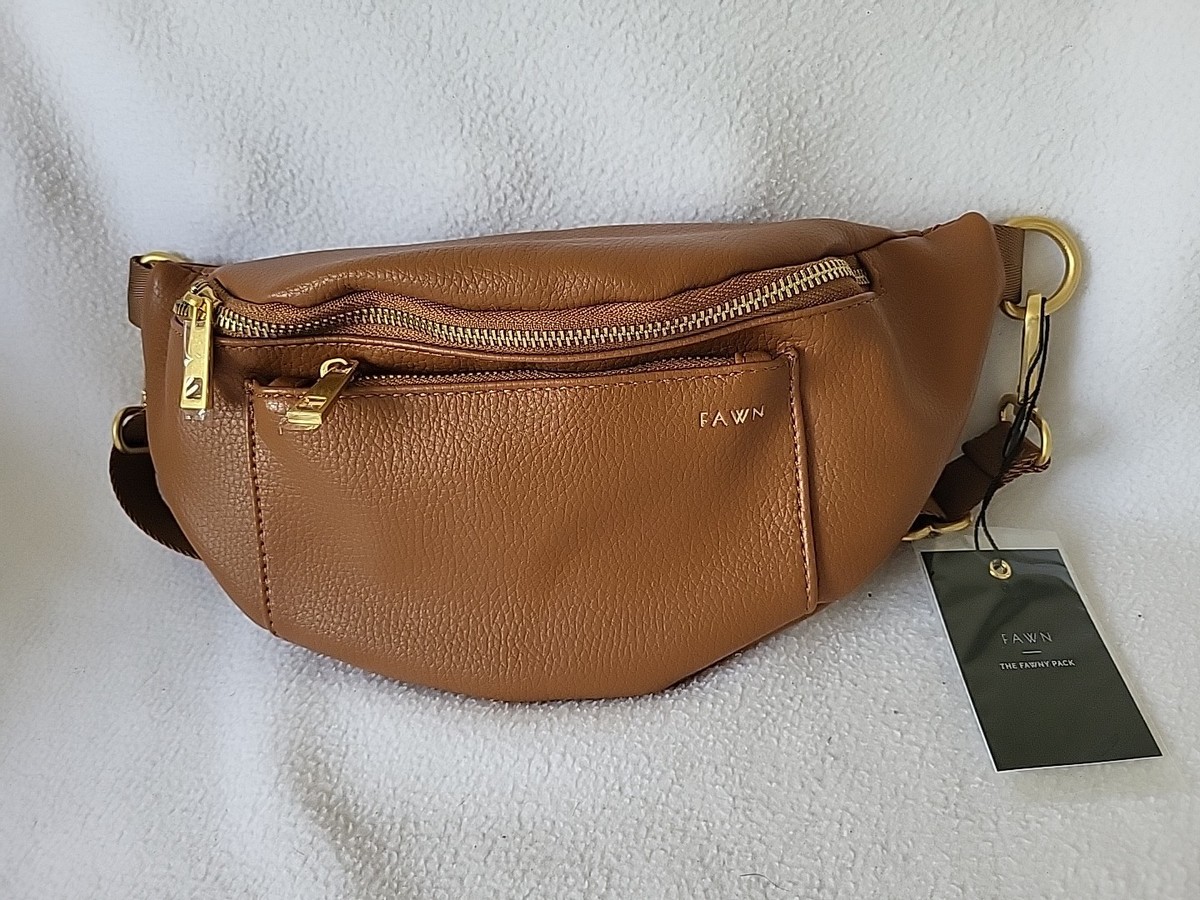 Fawn Design Fanny Pack Brown Faux Leather New