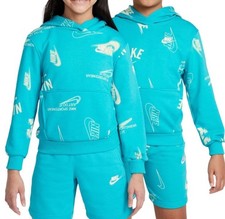 Nike Logo Print Kids Teal Blue Hoodie Size Medium  10-12 yrs Brand New   