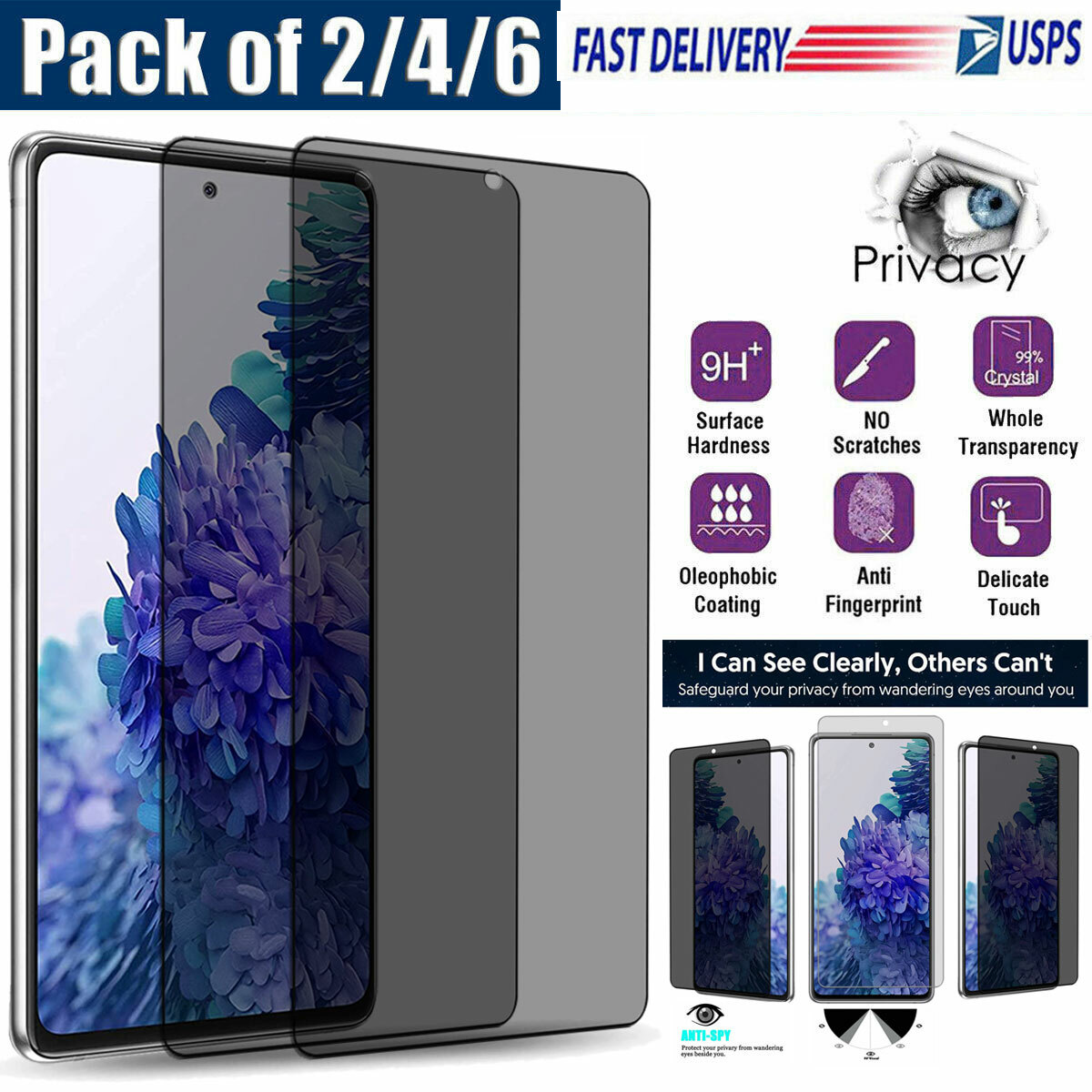 Privacy Screen Glass Screen Protector S20+ For Samsung Galaxy S20