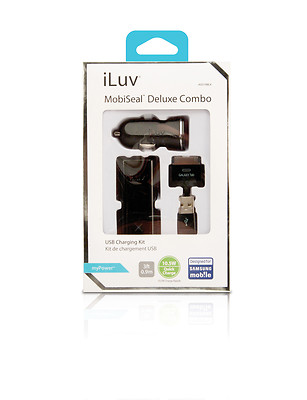 iLuv IAD578BLK Mobi-Seal USB charging kit/Combo for Galaxy Tab, NEW