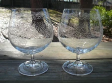 Interglass Italy Set of 2 Crystal Brandy Cognac Glasses Etched Grapes