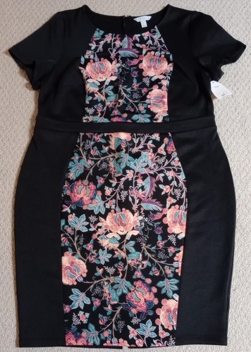 New Boutique Womens 3X Multi-Color Floral Polyester Blend Short Sleeve Dress 23 - 第 1/11 張圖片