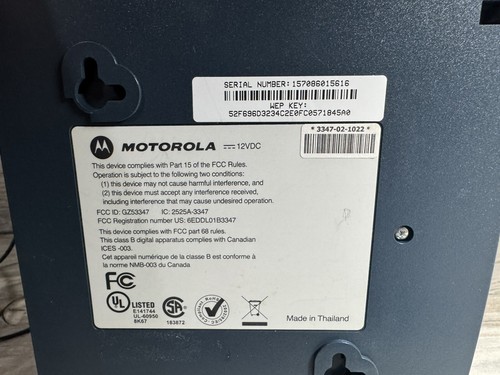 MOTOROLA Wireless Router GZ53347 DSL Ethernet 4 Port Bundle w/ Power Supply - Picture 7 of 8