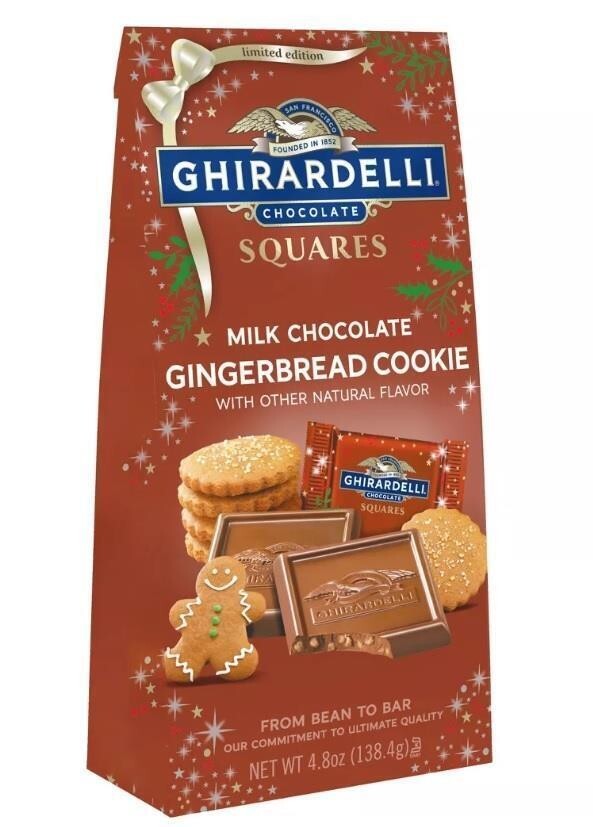Ghirardelli 4.8 oz GINGERBREAD COOKIE Milk Chocolate Squares Limited