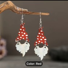 Darling Wooden Santa Hat Dangle Earrings