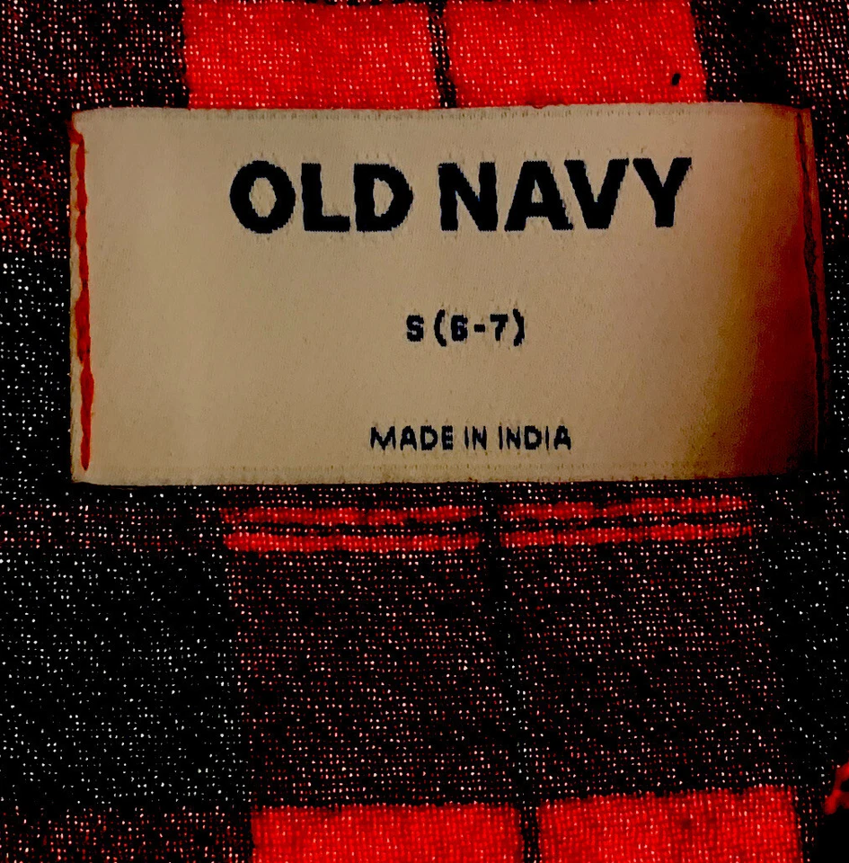 Old Navy Girl’s Dress 3/4 Sleeve Collared Red Black Plaid Size S 6-7 - Image 4 of 4