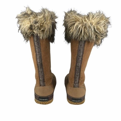Sorel Cozy Joan Tall Felt Boots Faux Fur Top Size 6 Winter Boot Womens Felt - Picture 5 of 9