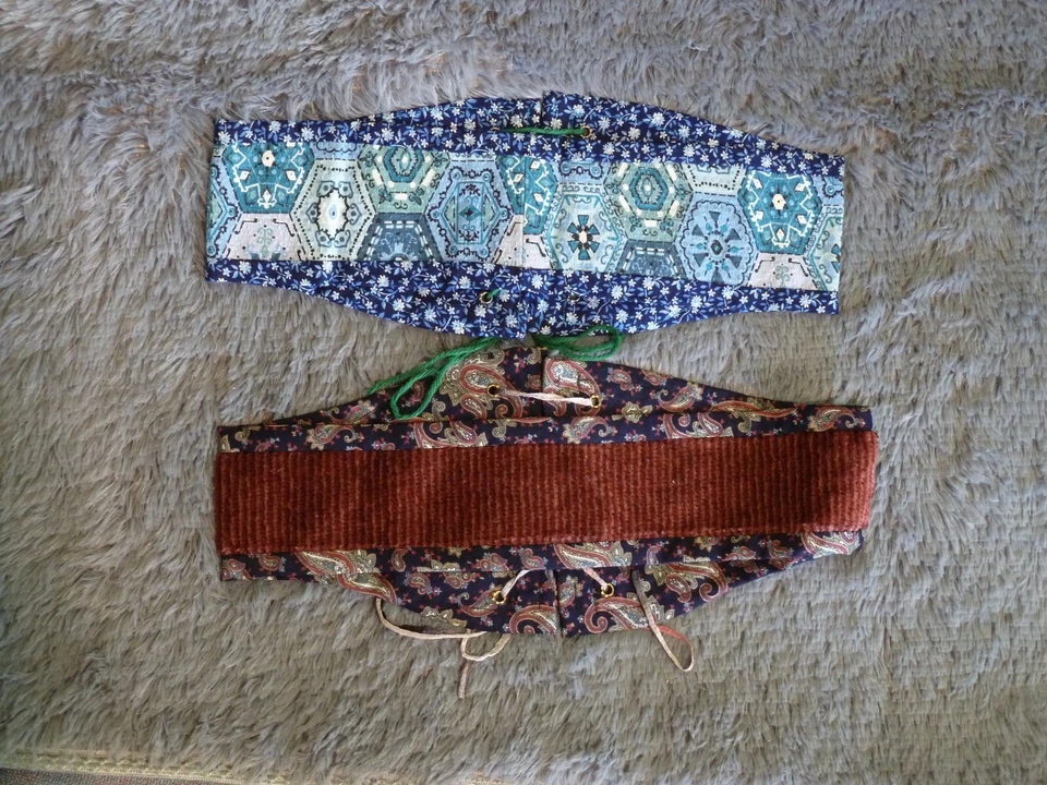 Lote de 2 S Corsé Cinturones Azul Marino Granate Cincha Renacimiento LARP Bruja Foto 2 de 4