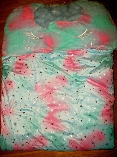 NWT JUSTICE MAGICAL UNICORN EXTRA LARGE SLEEPING BAG KIDS ROOM BLANKET PILLOW - Picture 5 of 6