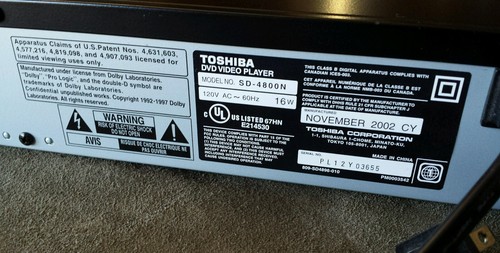 Toshiba SD-4800 Lettore DVD video/audio testato con telecomando SE-R0071 - Foto 9 di 11