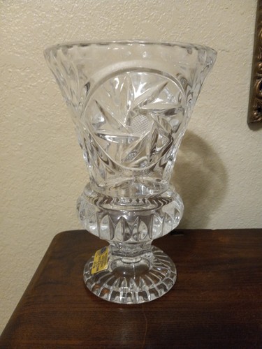 Vintage BLEIDRISTALL 24% Lead Crystal 8.25" Tall Vase Pinwheel Pattern Germany - Picture 5 of 7